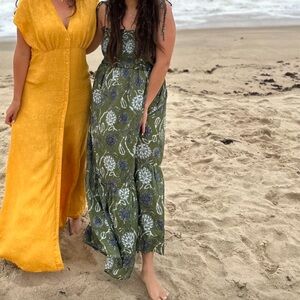 Zara green floral maxi dress